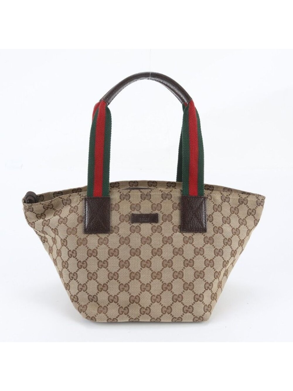 Gucci GG Canvas Sherry Line Leather Tote Bag Shoulder